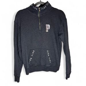 Victorias Secret Womens Grey Sequin Quarter Zip Pullover XSmall Bling Loungewear